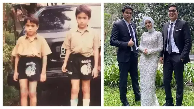 Potret Marcel dan Mischa Chandrawinata dulu dan sekarang (Sumber: Instagram/@nadinelist; Instagram/@mischach)
