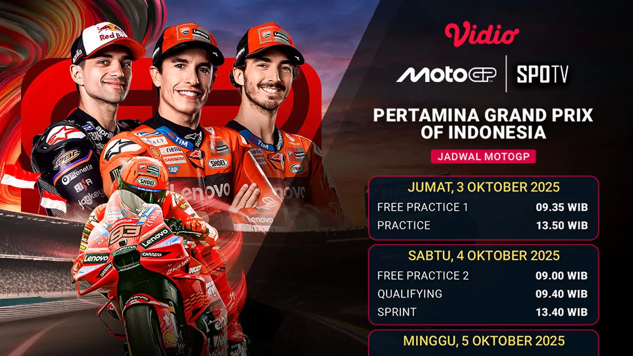 Siaran langsung MotoGP 2025 Grand Prix of Indonesia eksklusif di Vidio. (dok. vidio.com)