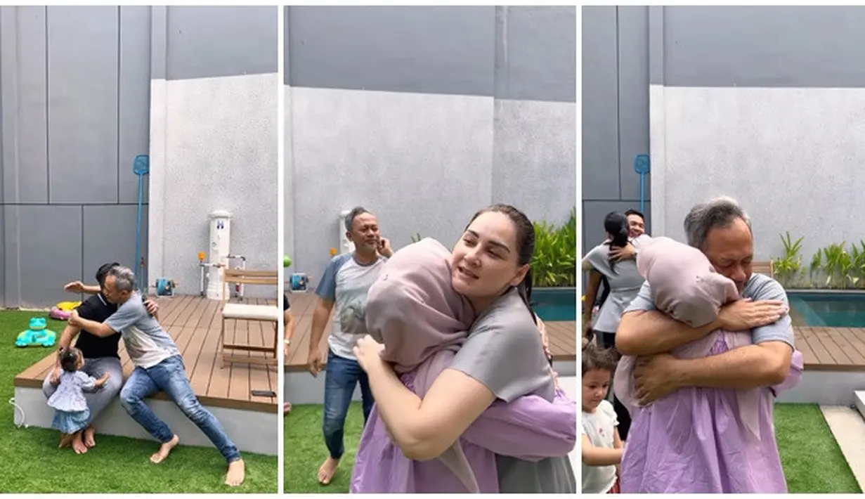 Kesha Ratuliu memberitahu kabar kehamilan ketiganya ini di tengah-tengah sedang bersantai dengan keluarga. Turut senang dengan kabar kehamilan Kesha Ratuliu meski tak percaya jika Kesha hamil anak ketiga ketika anak keduanya baru berusia 1,5 tahun, anggota keluarga bergantian memeluk Kesha Ratuliu. Indra Brasco juga terlihat memeluk Adhi Permana ucapkan selamat. (Liputan6.com/IG/@kesharatuliu05)
