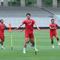 Elkan Baggott, Ole Romeny, Beckham Putra, dan Rizky Ridho dalam sesi latihan Timnas Indonesia di Stadion Madya, Gelora Bung Karno, Jakarta jelang FIFA Series 2026, Selasa (24/3/2026). (Bola.com/M. Iqbal Ichsan)