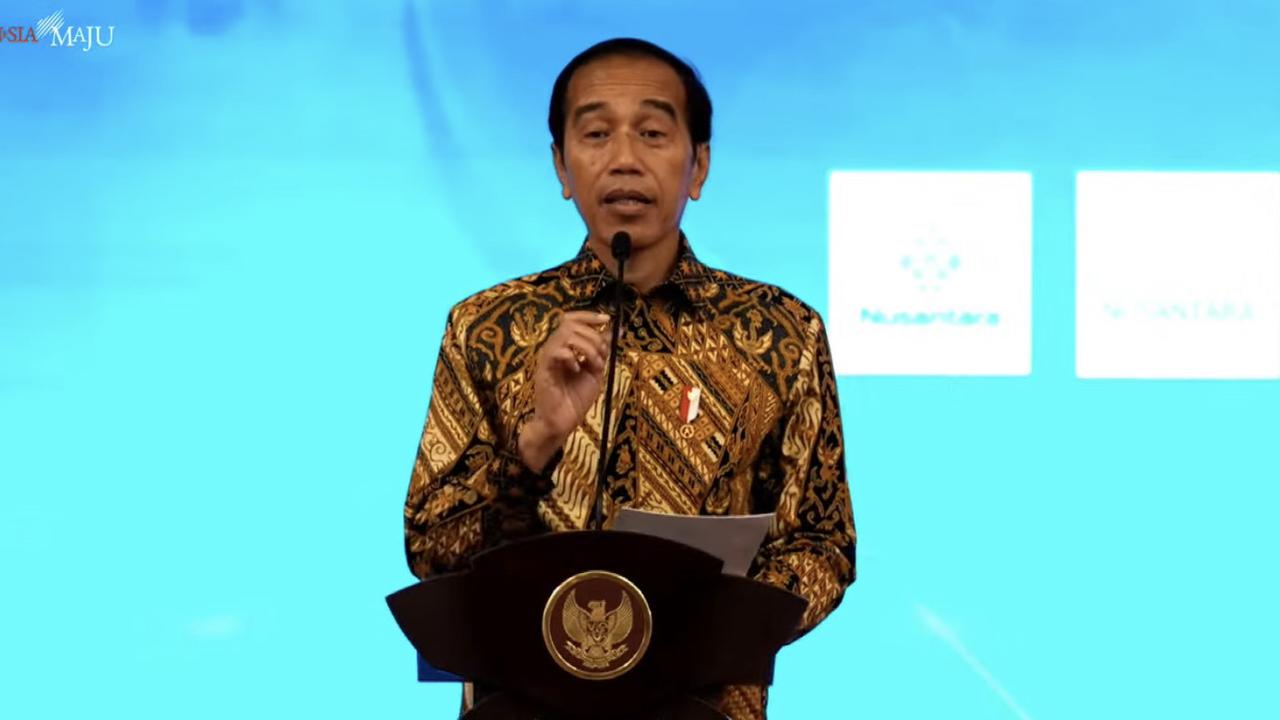 Presiden Joko Widodo (Jokowi) saat peluncuran logo IKN di Istana Negara Jakarta, Selasa (30/5/2023).