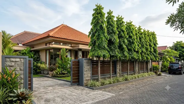 Inspirasi Pagar Rumah dengan Glodokan Tiang dan Batu Alam/AI Generated