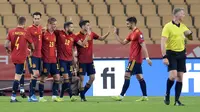 Timnas Spanyol meraih kemenangan 3-1 atas Kosovo pada laga ketiga Grup B kualifikasi Piala Dunia 2022 zona Eropa di Estadio de La Cartuja, Kamis (1/4/2021) dini hari WIB. (AFP/CRISTINA QUICLER)