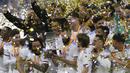 Keberhasilan Real Madrid menjadi juara Piala Super Spanyol menjadi bukti terbaru sentuhan magis Ancelotti. Gelar juara Piala Super Spanyol terasa berharga bagi Ancelotti lantaran menjadi jenis trofi pertama sang pelatih. (AP Photo/Hassan Ammar)
