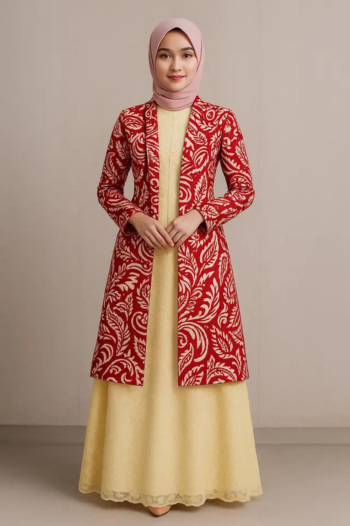 7 Model Gamis Brokat Kombinasi Outer Batik Panjang Tema 17 Agustus, Simpel dan Anggun di Perayaan HUT RI ke-80