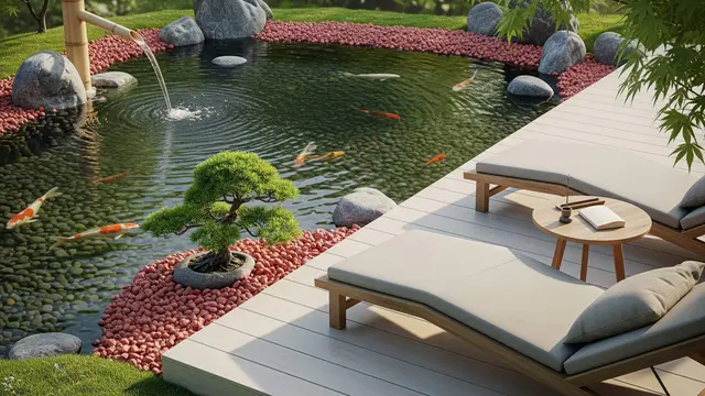 Inspirasi Kolam Ikan yang Menyatu dengan Area Santai Keluarga