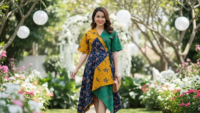 Batik Wrap Dress Asimetris