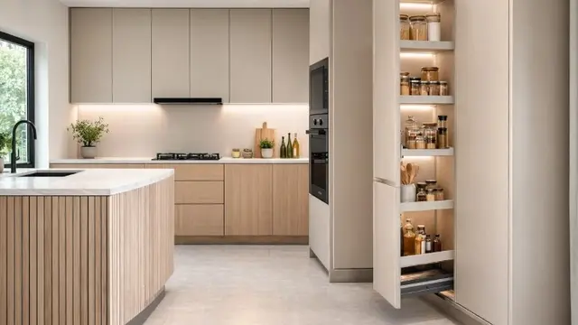 Model Dapur dengan Pantry Tersembunyi (AI Generated)