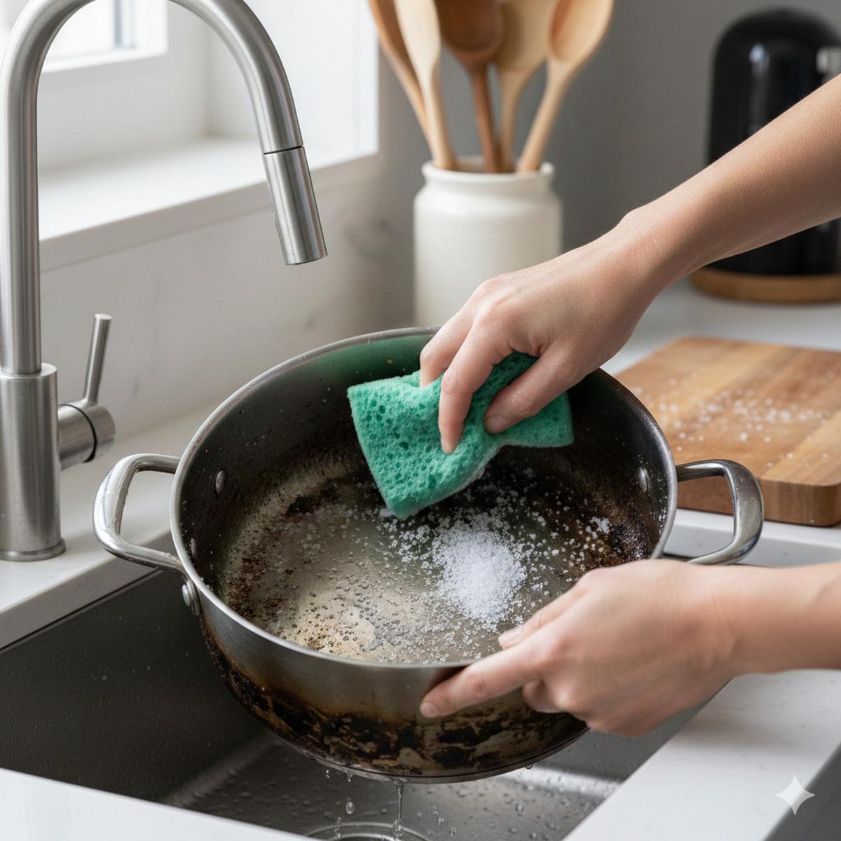 Cara Membersihkan Kerak Gosong di Panci