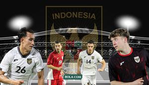 Lini tengah dan depan Timnas Indonesia: Thom Haye, Joey Pelupessy, Ole Romeny, Miliano Jonathans. (Bola.com/Wiwig Prayugi)