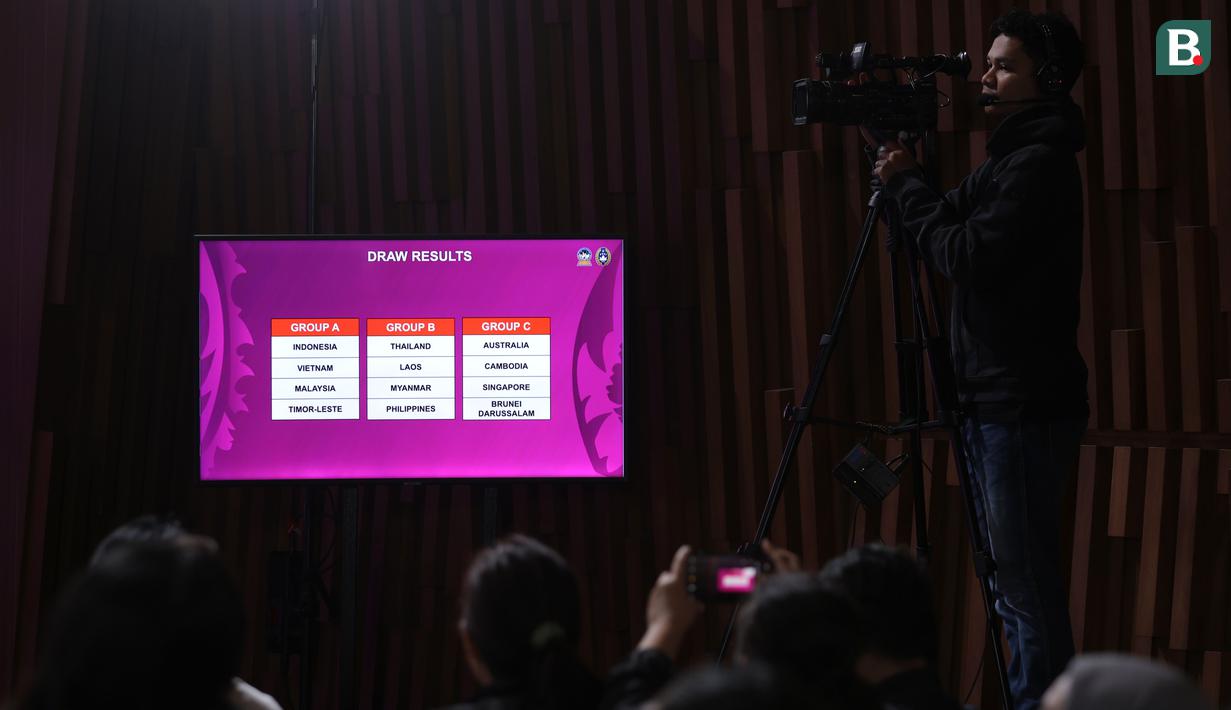 Hasil pengundian Piala AFF U-17 2026 yang berlangsung di SCTV Tower Lt 8, Senayan, Jakarta pada Jumat (06/03/2026). Timnas Indonesia U-17 tergabung ke dalam Grup A bersama Vietnam, Malaysia, dan Timor Leste. (Bola.com/Bagaskara Lazuardi)