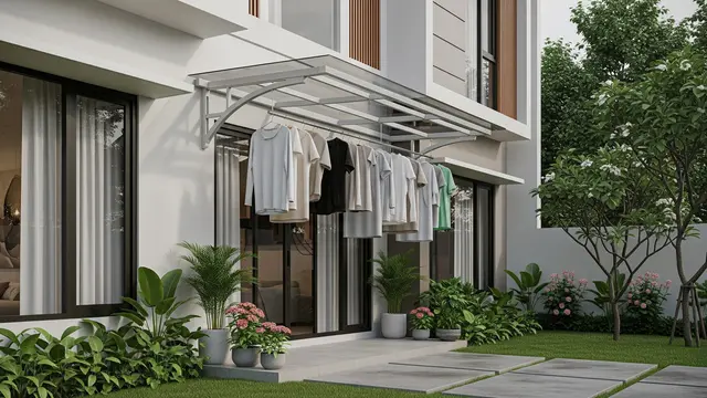 Model Kanopi Belakang Rumah yang Bikin Jemuran Tetap Kering Saat Hujan Mendadak/Gemini AI