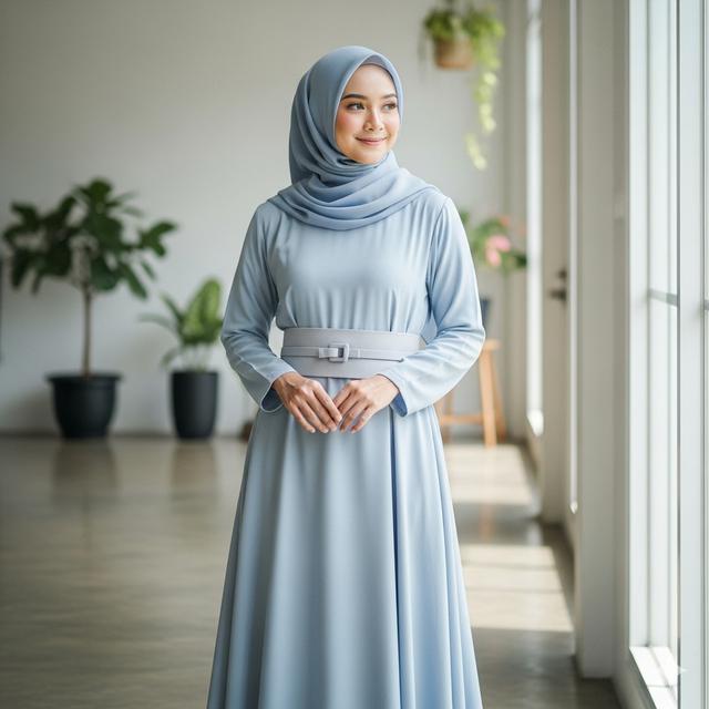 Gamis A-Line dengan Obi Belt (Image by Gemini)