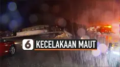 Sebuah truk beroda 18 tergelincir dan terjatuh menutup jalanan di Texas, AS. Hal ini disebabkan cuaca yang buruk dan diduga sebuah benda asing berada di tengah jalan saat kejadian.
