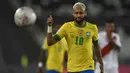 Neymar bisa dibilang pemain terbaik Brasil sejauh ini. Terbukti dirinya telah membukukan dua gol dan dua assist dari tiga pertandingan yang telah dilalui. Saat ini Brasil semakin mantap di posisi teratas klasemen sementara Grup B Copa America 2021 dengan torehan 9 poin. (Foto: AFP/Mauro Pimentel)