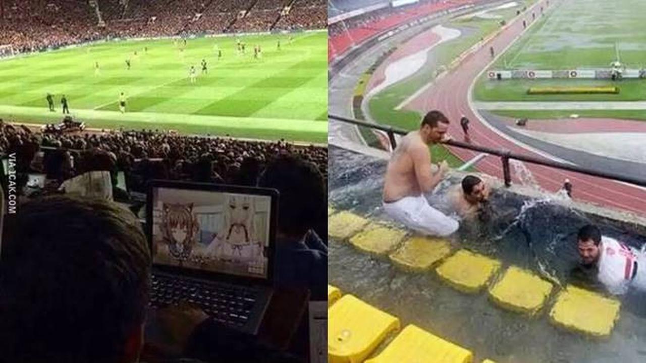 8 Potret Nyeleneh Orang saat Nonton Bola di Stadion Ini Kocak