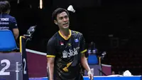 Ekspresi Shesar Hiren Rustavito saat tampil di perempat final Thailand Masters 2020, Jumat (24/1/2020). (Humas PBSI)