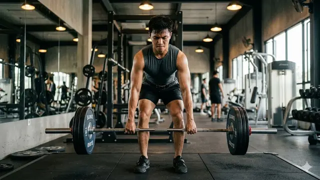 ilustrasi latihan di gym