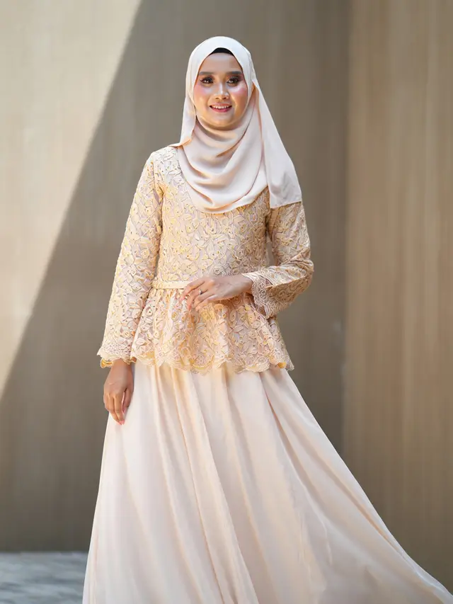 Gamis Brokat Kombinasi Sifon Modern 2025
