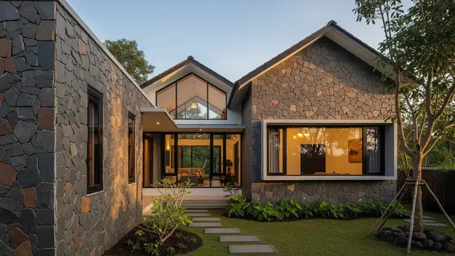 Inspirasi Dinding Batu Tempel untuk Rumah Kampung Modern/Gemini AI