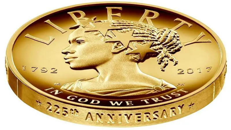 Koin emas dengan sosok Lady Liberty berkulit hitam akan dirilis untuk memperingati ulang tahun Kementerian Keuangan AS ke-225