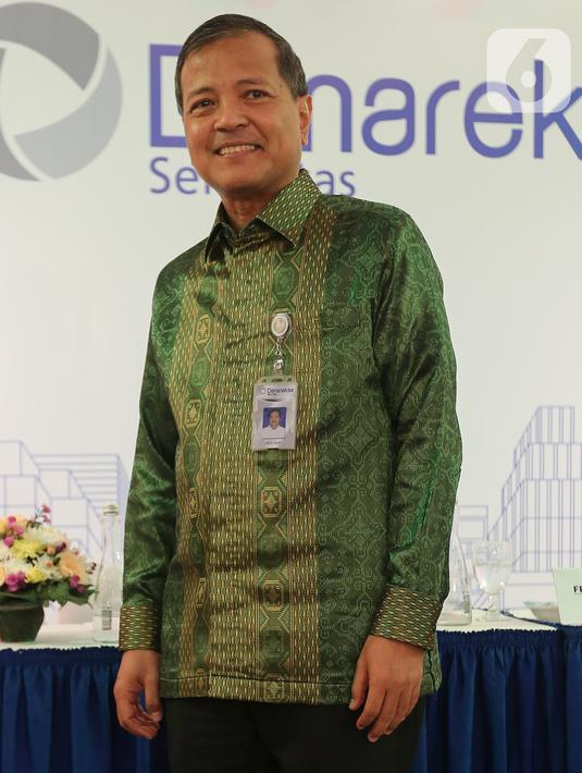 Senior Executive VP Retail PT Danareksa Sekuritas Mohammad Adib saat foto seusai perkenalan manajemen baru di Jakarta, Senin (2/3/2020). Kolaborasi Danareksa Sekuritas dan BRI menjadi fokus utama yang mengusung tema Integrated Financial Solution. (Liputan6.com/Fery Pradolo)