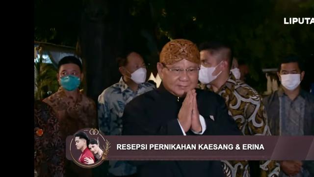 Menhan Prabowo Subianto menghadiri resepsi pernikahan Kaesang-Erina.
