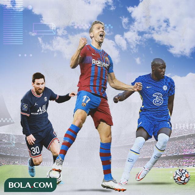 Ilustrasi - Lionel Messi, Luuk de Jong, Romelu Lukaku