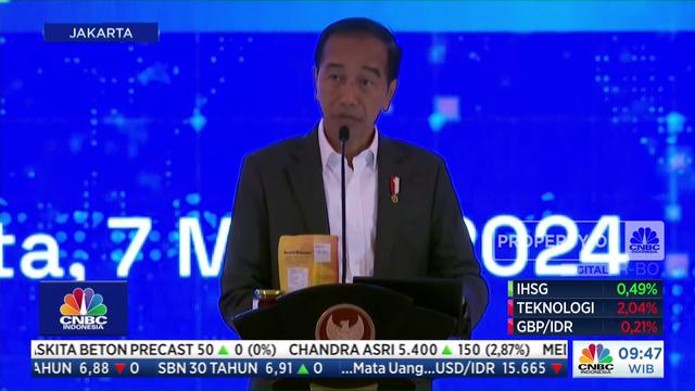 Presiden Joko Widodo (Jokowi) dalam acara BRI Microfinance Outlook 2024, di Jakarta, Kamis (7/3/2024). (Arief/Liputan6.com)