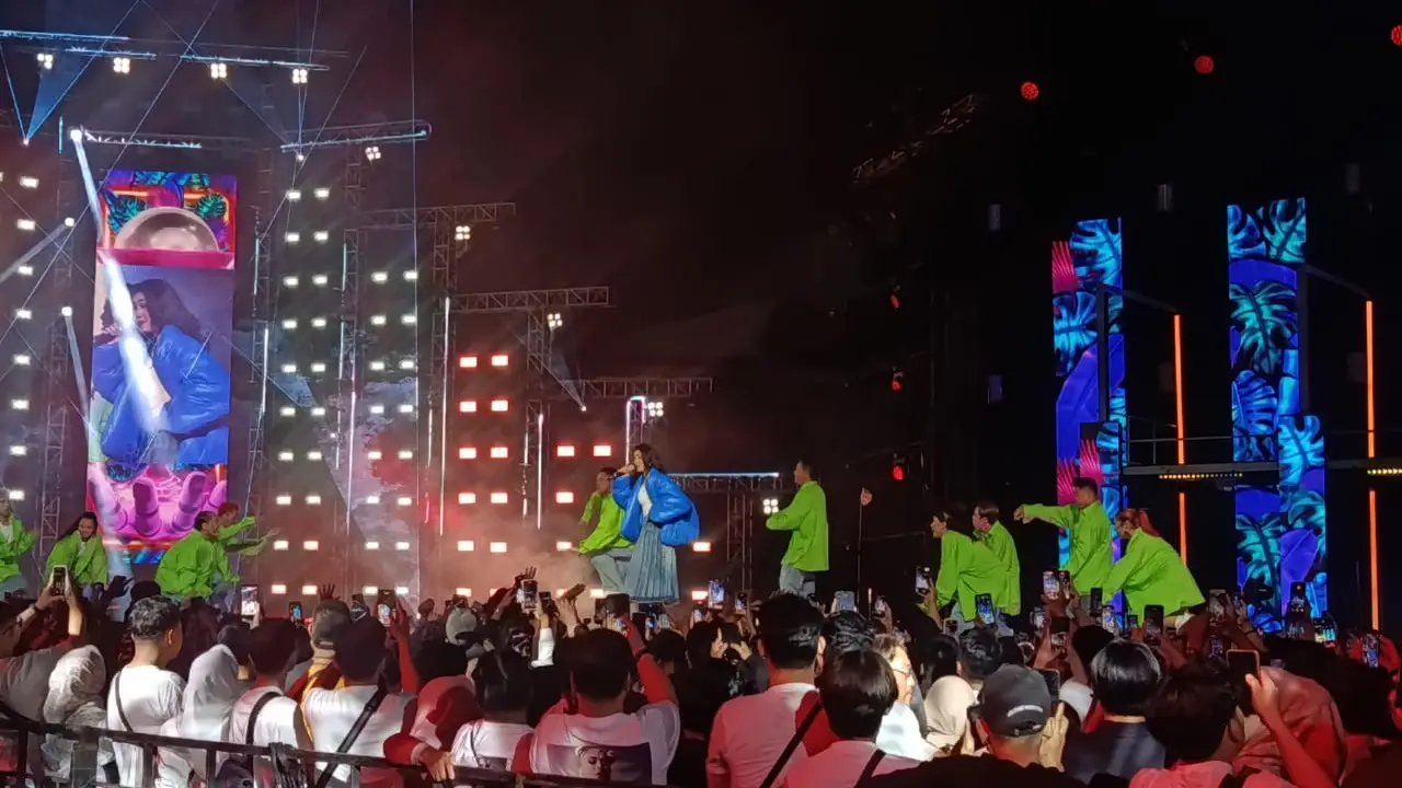 Agnez Mo dalam Konser Raya 31 Tahun Indosiar Luar Biasa. (Indosiar)
