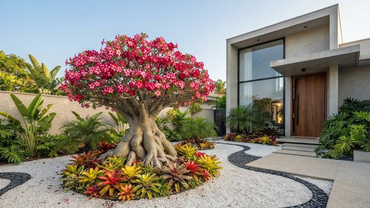 Taman Kering Asimetris dengan Adenium sebagai Focal Point