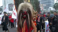 Pertunjukan Reog di Bundaran HI (Liputan6.com/Edward Panggabean)