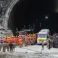 Proses penyelamatan 41 pekerja yang terjebak di Terowongan Himalaya, Uttarakhand, India. (AP Photo)