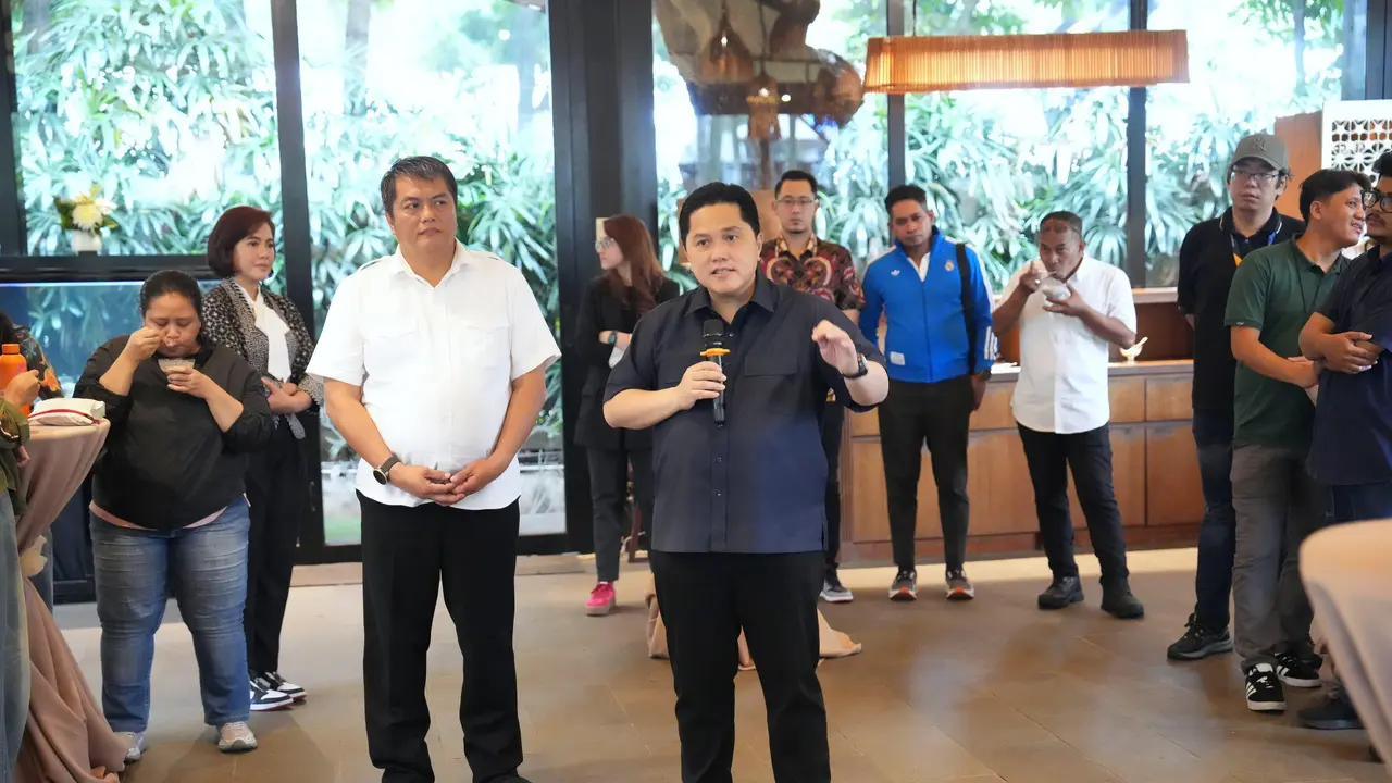 Menpora menggelar diskusi dengan wartawan yang meliput di Kemenpora