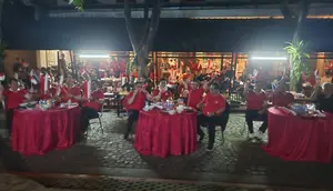 Badan Intelijen Negara Republik Indonesia (BIN RI) menggelar nobar semifinal AFC U-23 antara Indonesia vs Uzbekistan. Kegiatan tersebut diadakan di Mako BIN, Jakarta, Senin (29/4) malam (Istimewa)