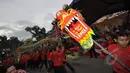 Atraksi barongsai menyambut kedatangan Presiden jokowi beserta rombongan di acara perayaan  Cap Go Meh di Kota Bogor, Jawa Barat, Kamis (5/3/2015). (Liputan6.com/Faizal Fanani)