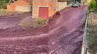 Sungai Anggur Merah Muncul di Portugal usai Tangki Penyimpanan Jebol (Sumber: Twitter/Boyzbot1)