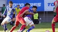 Timnas Jepang meraih kemenangan 5-0 atas Thailand pada laga eksibisi jelang Piala Asia 2023 yang digelar di Japan National Stadium, Tokyo, Senin (1/2/2024) siang WIB. (AP Photo/Shuji Kajiyama)