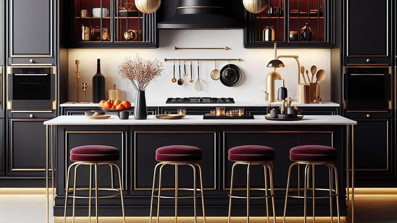 Desain Dapur Warna Merah Hitam