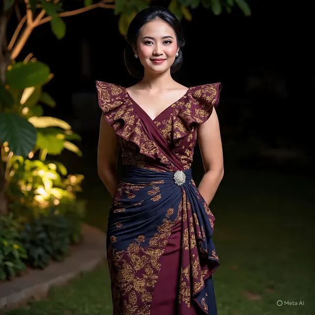Dress Batik Lengan Balon Motif Floral