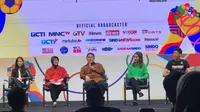 Ketua KOI, Erick Thohir (tengah) saat memberikan keterangan pers soal siaran SEA Games 2019 (istimewa)