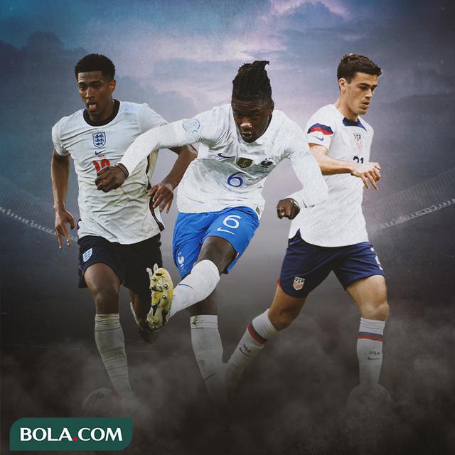 Ilustrasi - Pemain Muda di Piala Dunia 2022 Jude Bellingham, Giovanni Reyna, dan Eduardo Camavinga