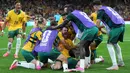 Hasil ini membuat Australia memetik tiga poin dan kini ada di posisi kedua klasemen sementara Grup D Piala Dunia 2026. Sedangkan Turki ada di posisi tiga. (AP Photo/Abbie Parr)