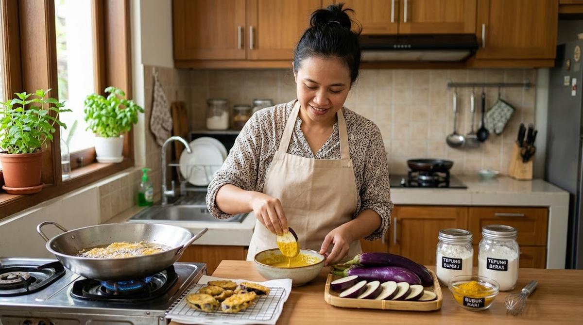 Membuat Terong Goreng Tepung Bumbu Kari