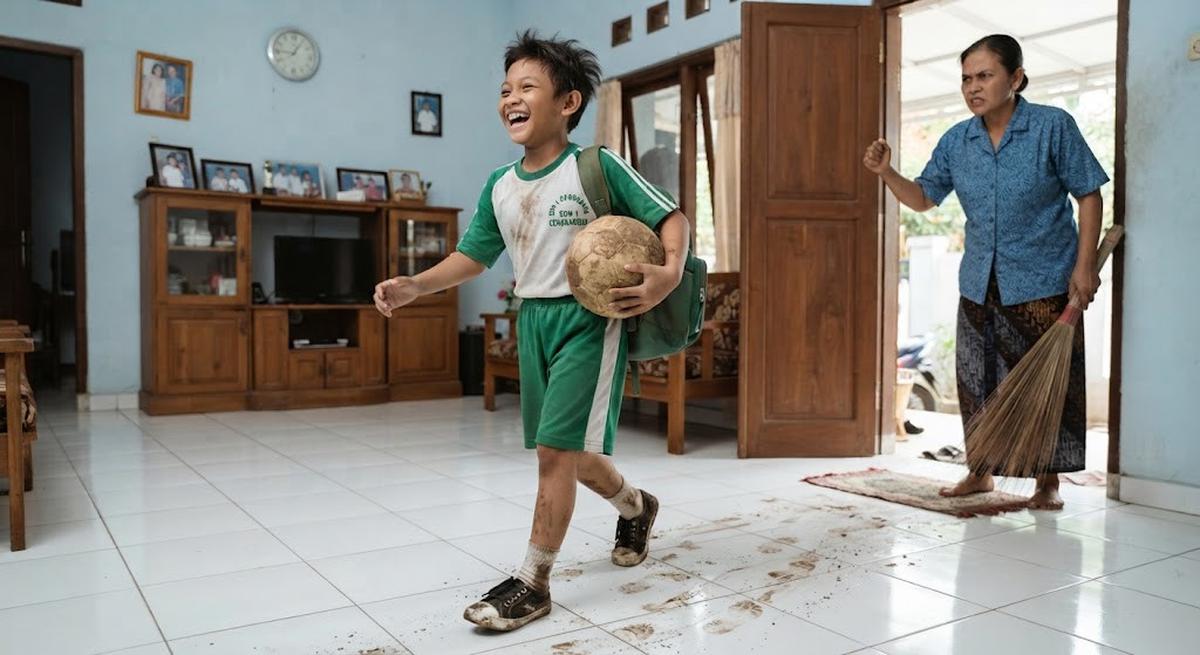 Kebiasaan yang membuat rumah cepat kotor yaitu membawa alas kaki masuk ke dalam rumah