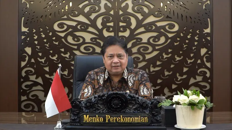 Menteri Koordinator Bidang Perekonomian Airlangga Hartarto menjadi keynote speech secara virtual di acara peluncuran riset yang bertajuk “Dampak Grab pada Perekonomian dan Sosial Budaya di Kupang dan Jayapura” (Sumber ekon.go.id)