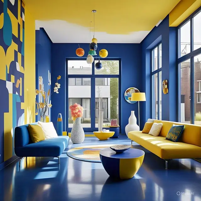 Inspirasi Cat Dua Warna Biru, Kombinasi Biru Cobalt dan Kuning