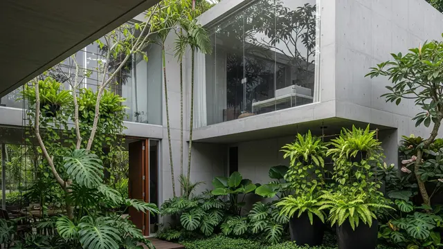 Rumah Semen Ekspos Sederhana yang Cocok untuk Iklim Tropis (AI)