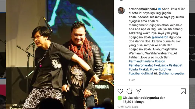 Unggahan Armand Maulana soal Aria Baron. (Foto: Instagram @armandmaulana04)