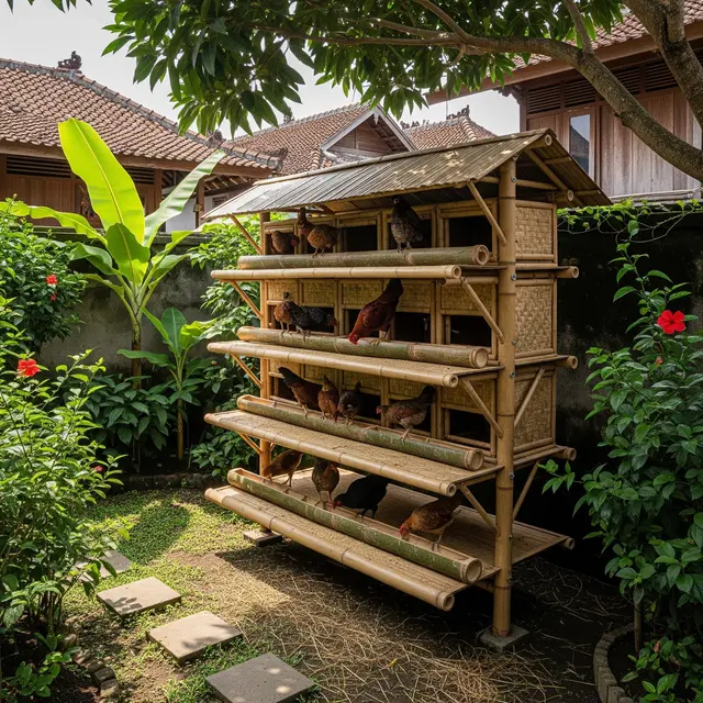 9 Model Kandang Ayam Bambu Tingkat, Efisiensi Maksimal Lahan Terbatas